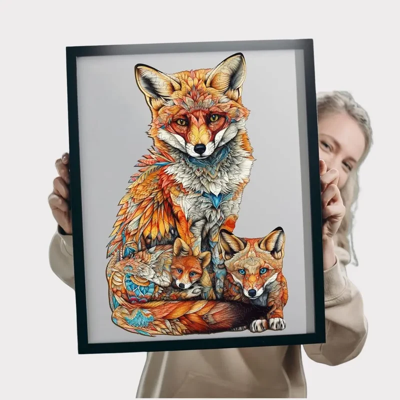 Puzzle en Bois Famille Renard – FoxNest™