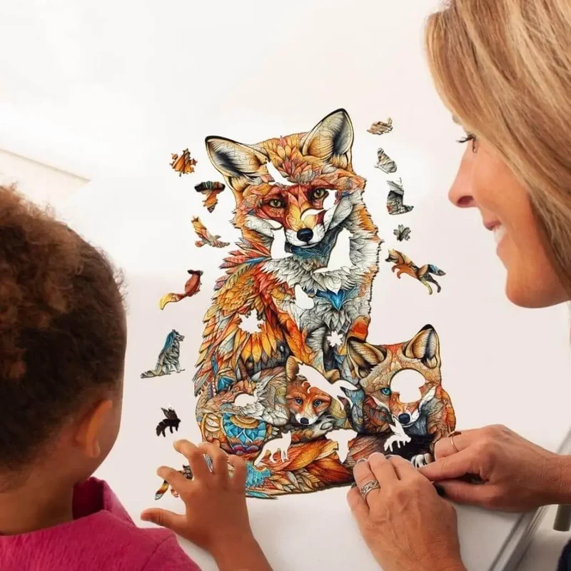 Puzzle en Bois Famille Renard – FoxNest™