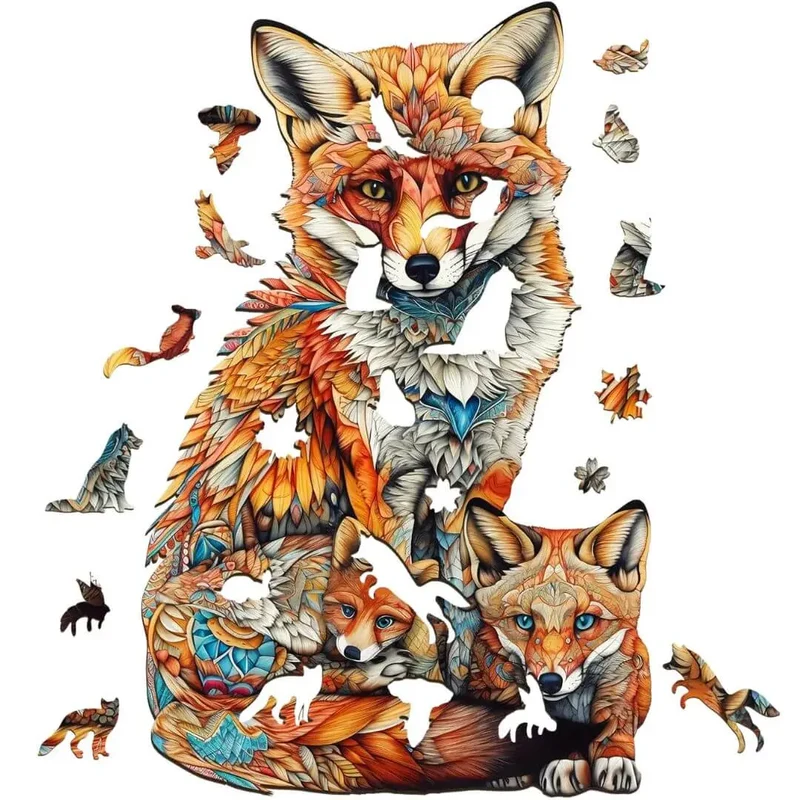 Puzzle en Bois Famille Renard – FoxNest™