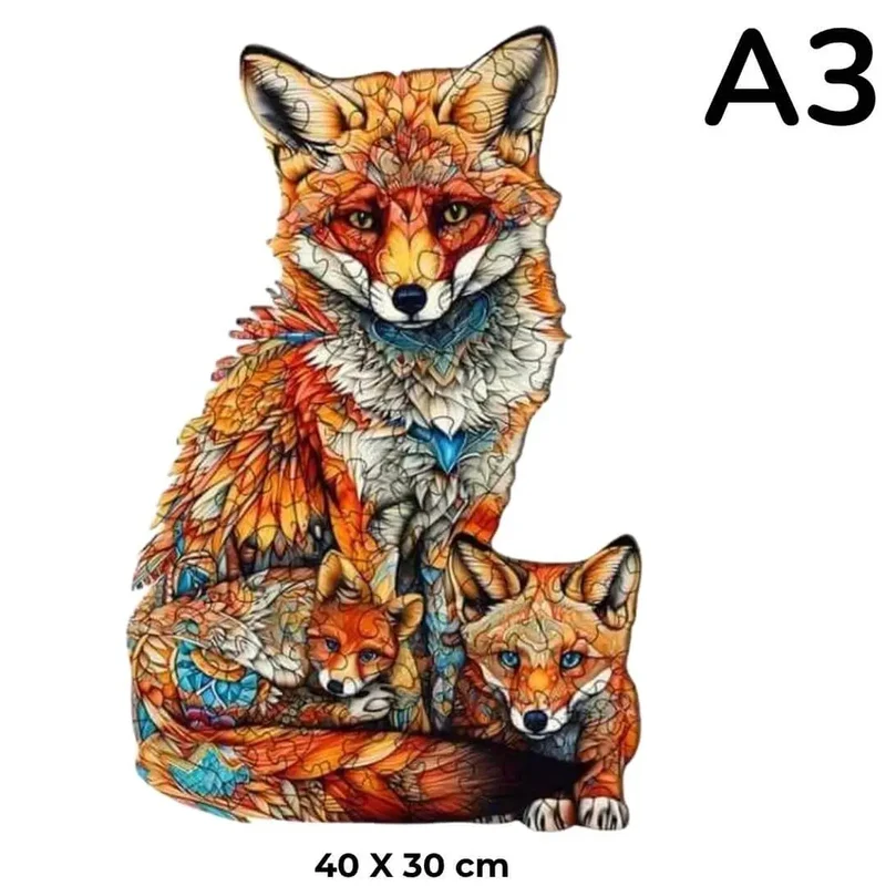 Puzzle en Bois Famille Renard – FoxNest™