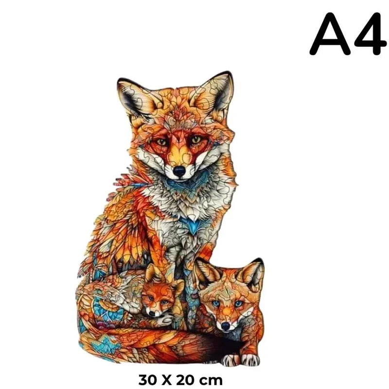 Puzzle en Bois Famille Renard – FoxNest™