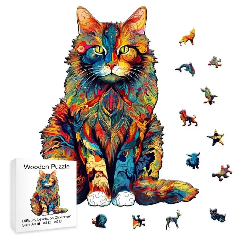 Puzzle en Bois Le Chat Mystique – Mysticat™