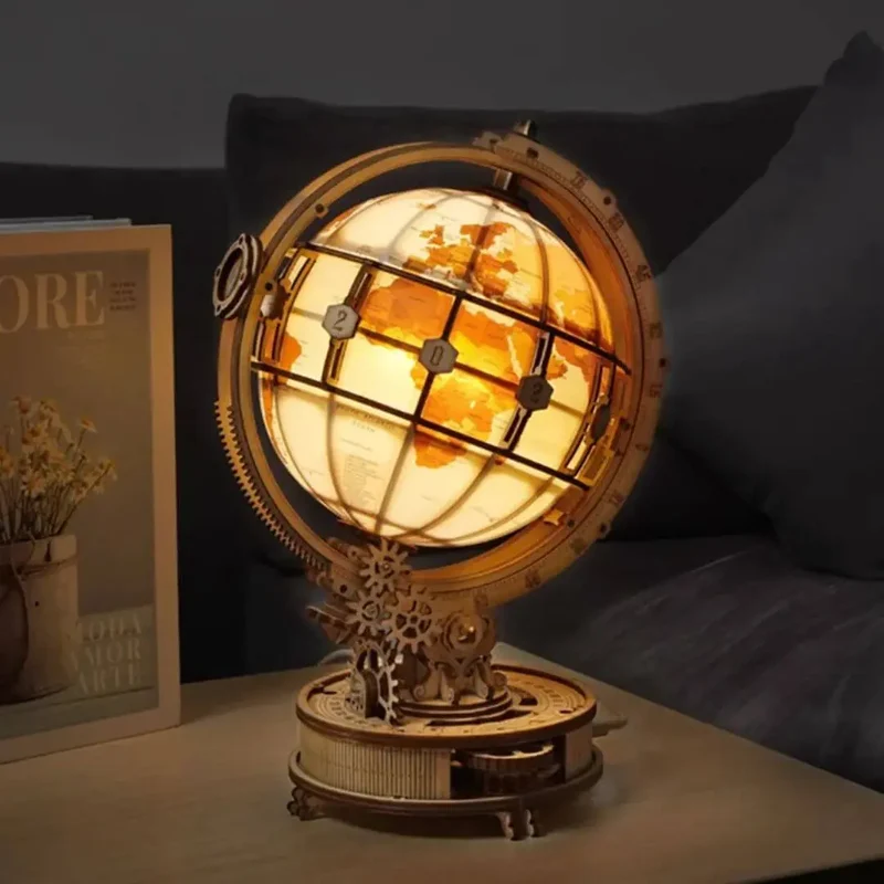 Puzzle 3D Bois Globe Lumineux - TerraLumen™
