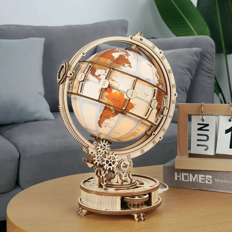 Puzzle 3D Bois Globe Lumineux - TerraLumen™
