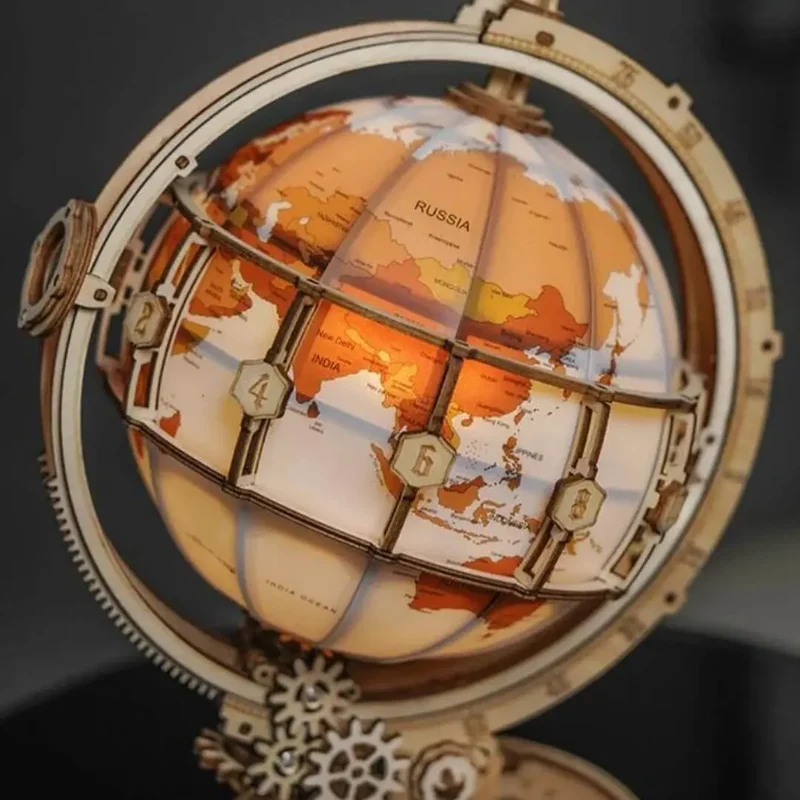 Puzzle 3D Bois Globe Lumineux - TerraLumen™