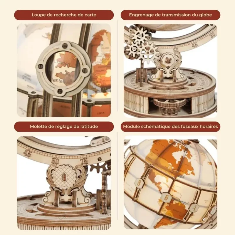 Puzzle 3D Bois Globe Lumineux - TerraLumen™