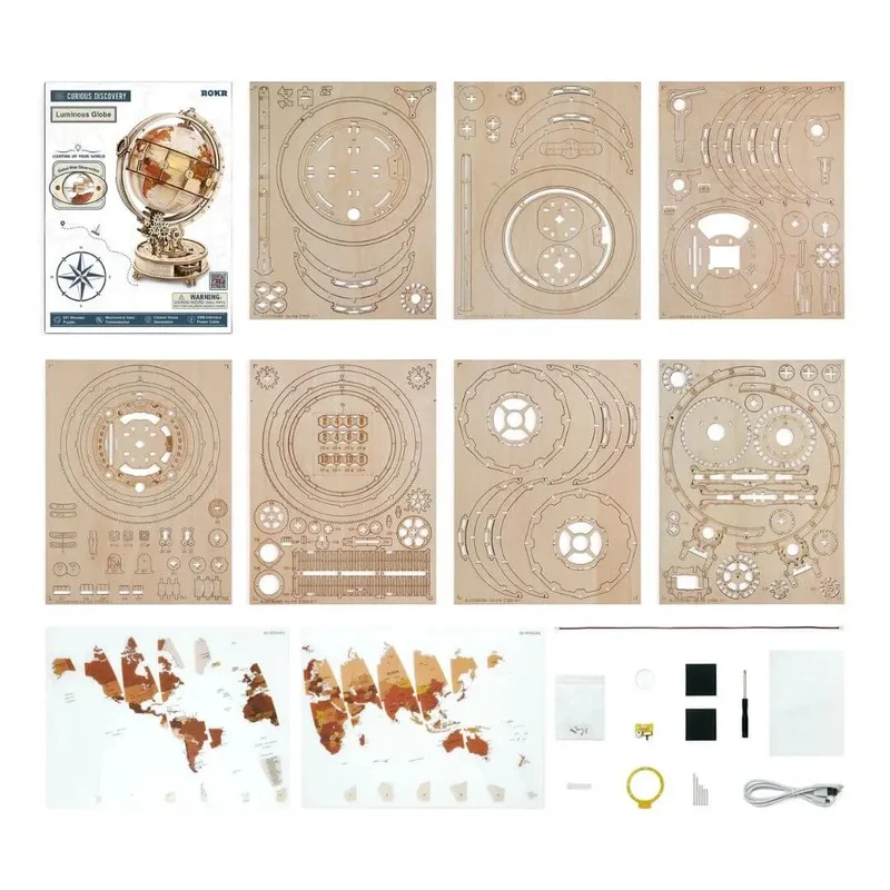 Puzzle 3D Bois Globe Lumineux - TerraLumen™