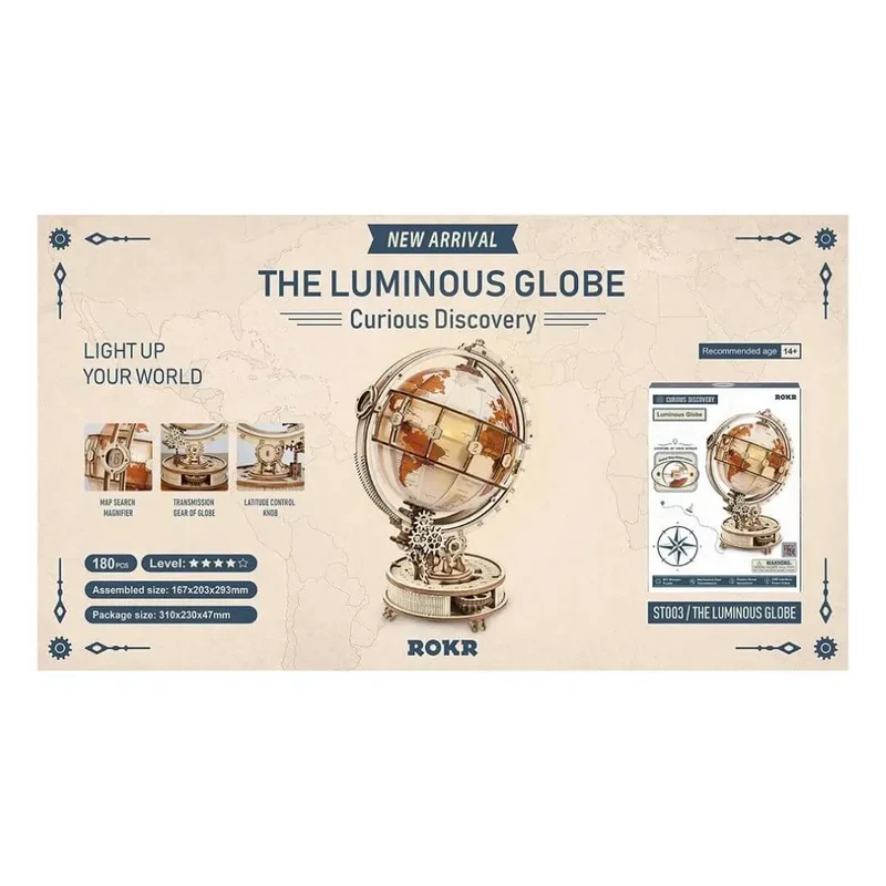 Puzzle 3D Bois Globe Lumineux - TerraLumen™