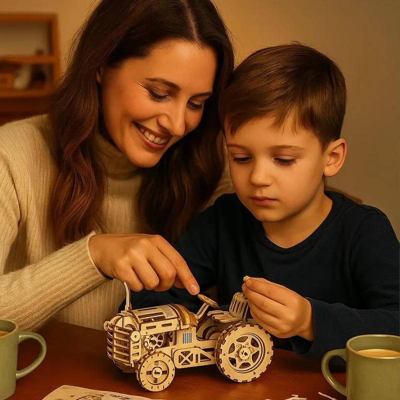 Puzzle 3D en Bois Tracteur Mécanique - FarmGear™