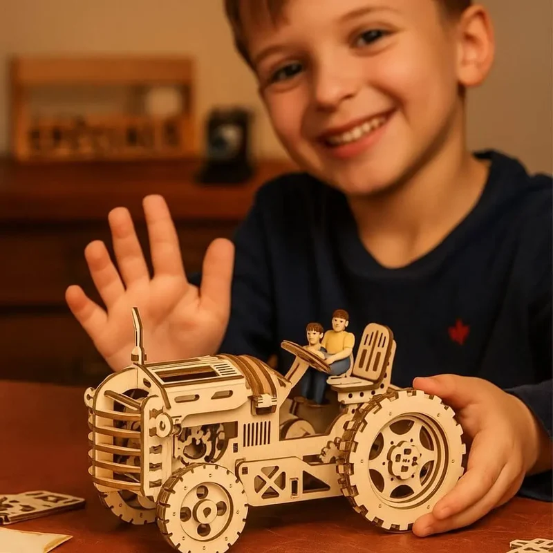 Puzzle 3D en Bois Tracteur Mécanique - FarmGear™