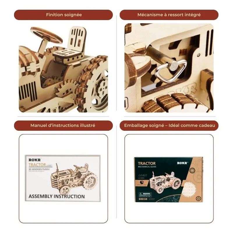 Puzzle 3D en Bois Tracteur Mécanique - FarmGear™