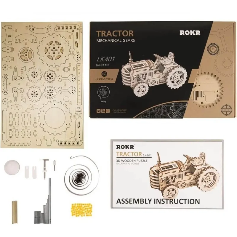 Puzzle 3D en Bois Tracteur Mécanique - FarmGear™