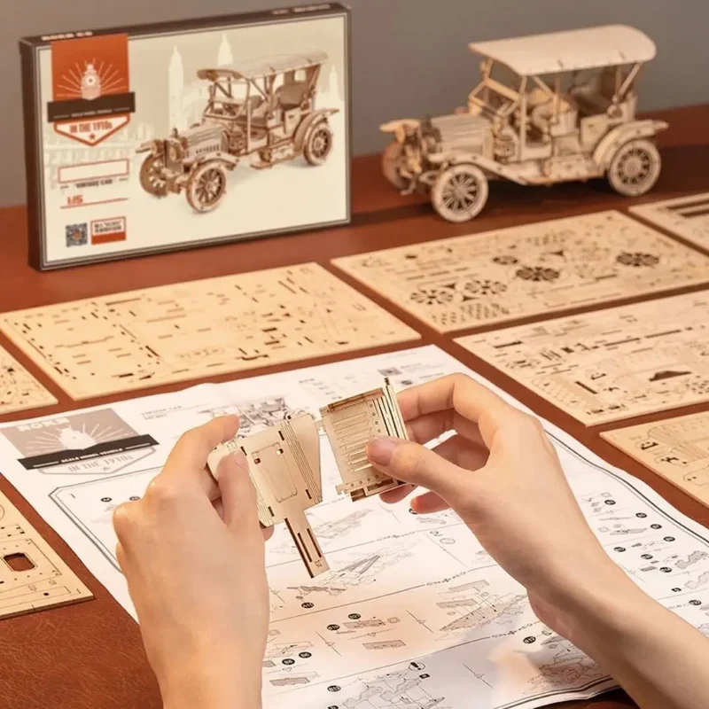 Puzzle 3D en Bois Voiture Rétro - VintageCruise™