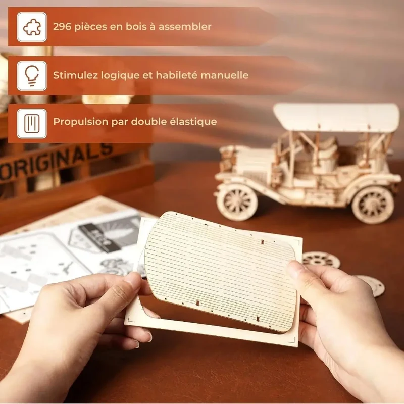 Puzzle 3D en Bois Voiture Rétro - VintageCruise™