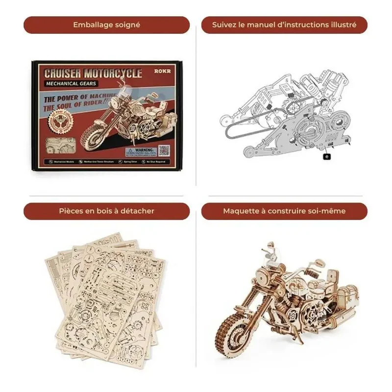 Puzzle 3D Moto en Bois Cruiser - RiderSpirit™