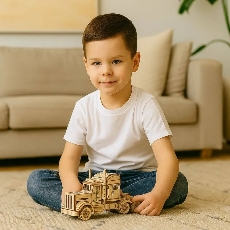 Puzzle 3D en Bois Camion Américain - PowerTruck™