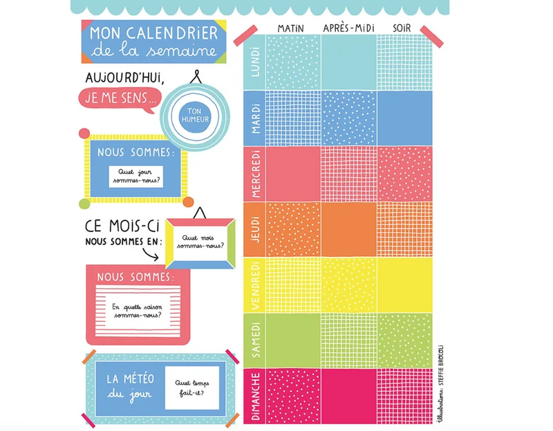 Ma pochette d'aimants | Calendrier de la semaine