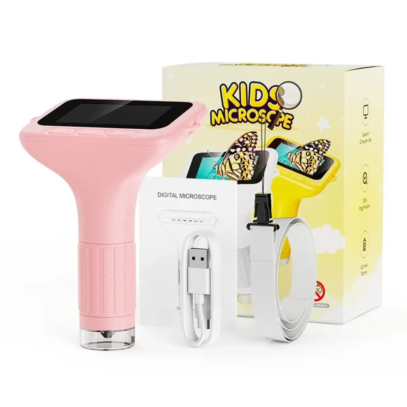 Microscope Enfant Écran 7,6cm et Zoom 1000x Rose – Dès 6 Ans