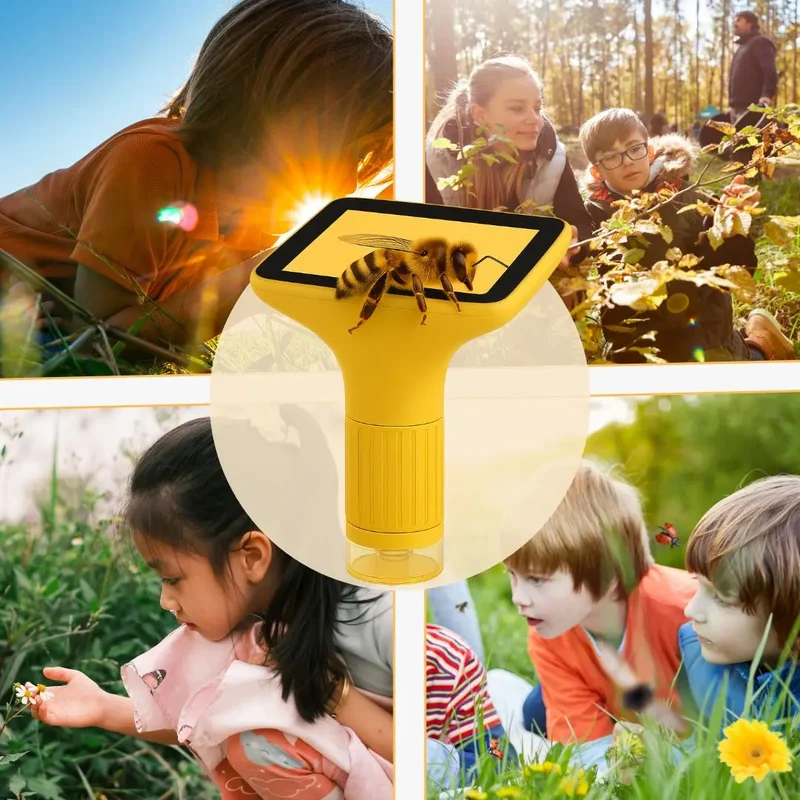 Microscope Enfant Écran 7,6 cm et Zoom 1000x Jaune – Dès 6 Ans