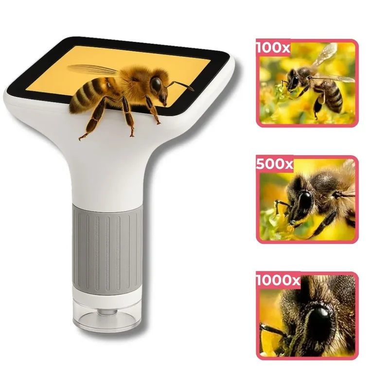 Microscope Enfant avec Écran 7,6 cm et Zoom 1000x - EduZoom™ Blanc
