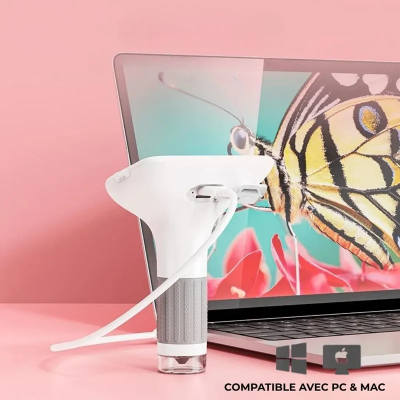 Microscope Enfant avec Écran 7,6 cm et Zoom 1000x - EduZoom™ Blanc