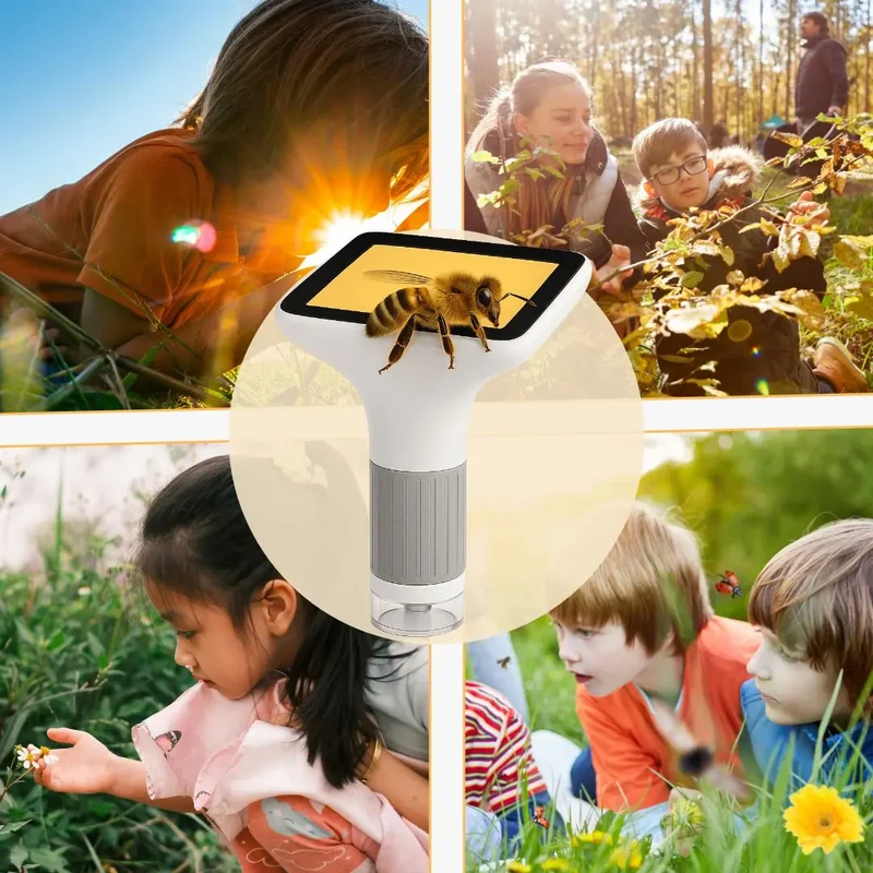 Microscope Enfant avec Écran 7,6 cm et Zoom 1000x - EduZoom™ Blanc