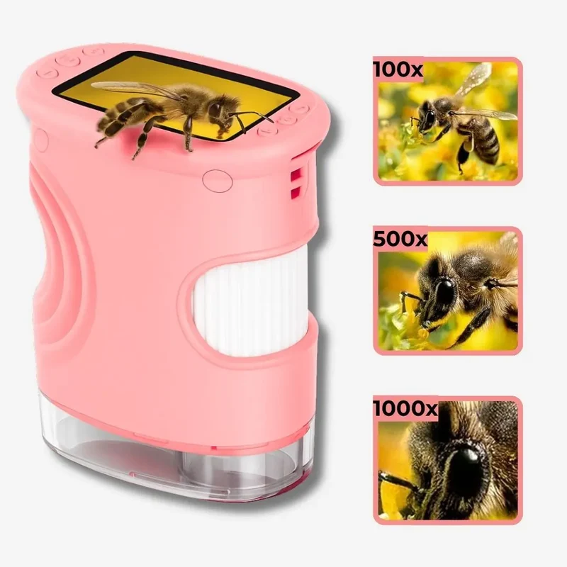 Microscope Enfant avec Écran 5 cm et Zoom 1000x Rose – Dès 6 Ans