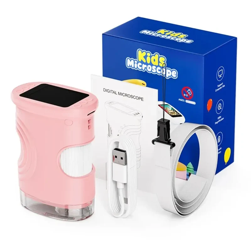 Microscope Enfant avec Écran 5 cm et Zoom 1000x Rose – Dès 6 Ans