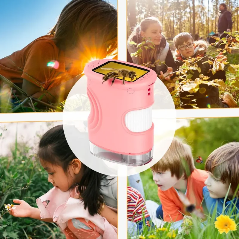 Microscope Enfant avec Écran 5 cm et Zoom 1000x Rose – Dès 6 Ans