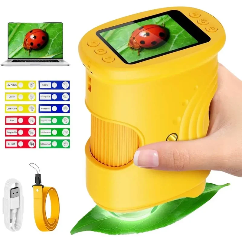 Microscope Enfant avec Écran 5 cm et Zoom 1000x Orange – Dès 6 Ans