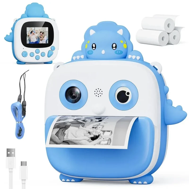 Appareil Photo Instantané pour Enfant Dinosaure Bleu – DinoCam™