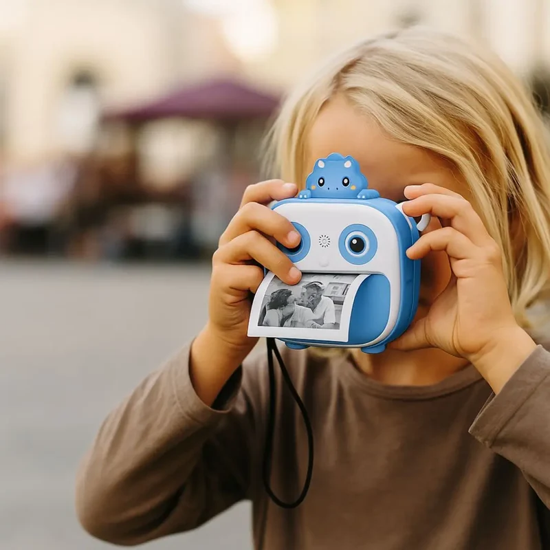 Appareil Photo Instantané pour Enfant Dinosaure Bleu – DinoCam™