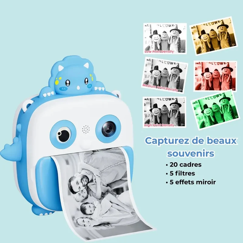 Appareil Photo Instantané pour Enfant Dinosaure Bleu – DinoCam™