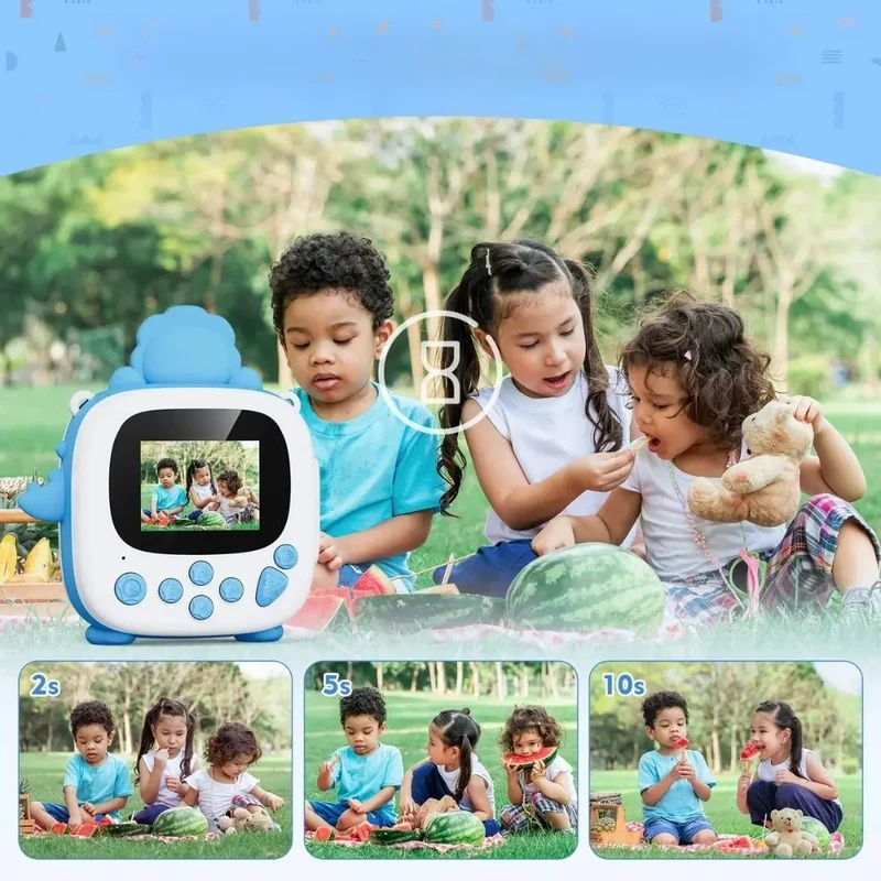 Appareil Photo Instantané pour Enfant Dinosaure Bleu – DinoCam™