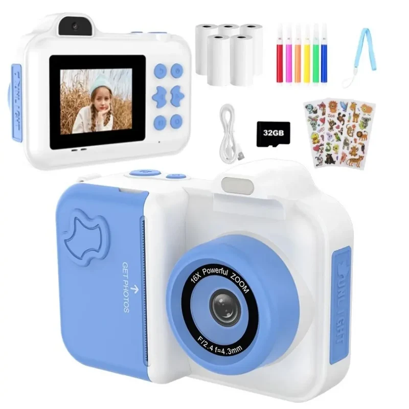 Appareil Photo Instantané pour Enfant - MiniPix™ Bleu et Blanc