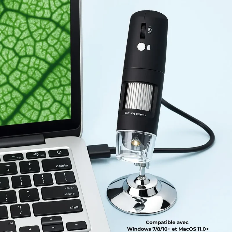 Microscope Numérique Enfant WiFi avec Support 360° – Dès 6 Ans