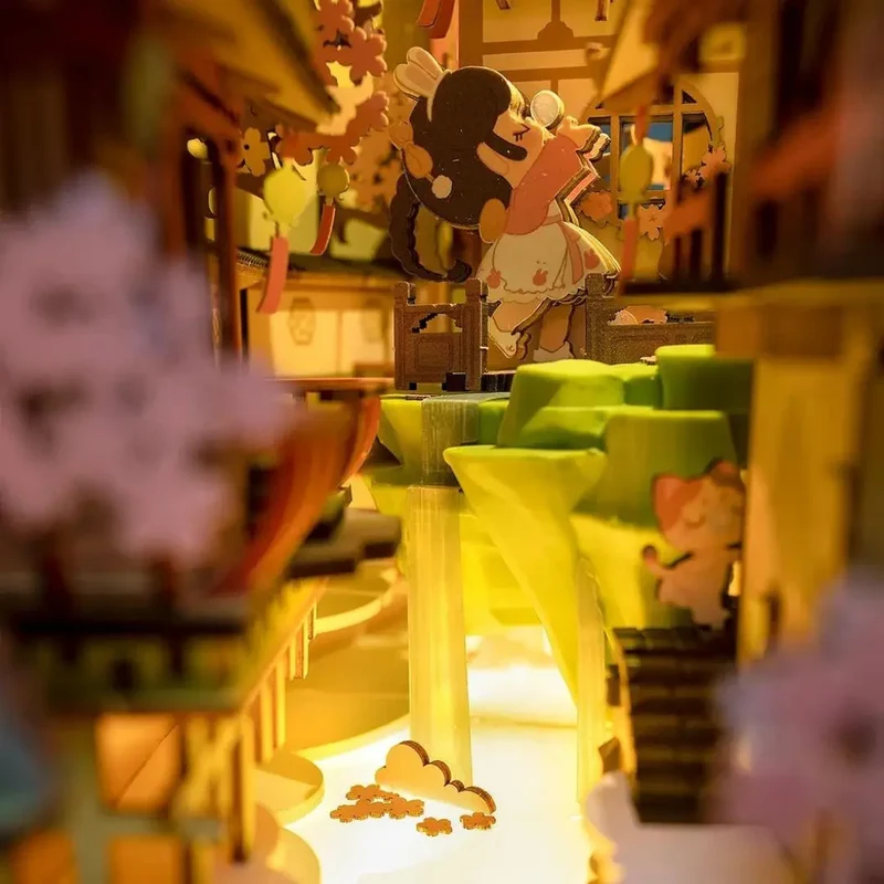 Book Nook Sakura en Bois avec Lumière LED - SakuraDream™