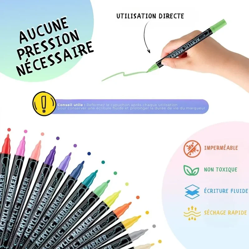 Kit DIY Marqueurs Acryliques Double Pointe – ColorCraft™