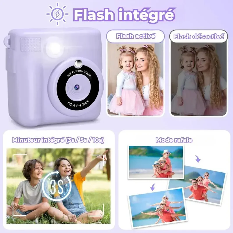 Appareil Photo Instantané Enfant Violet - SnapKid™