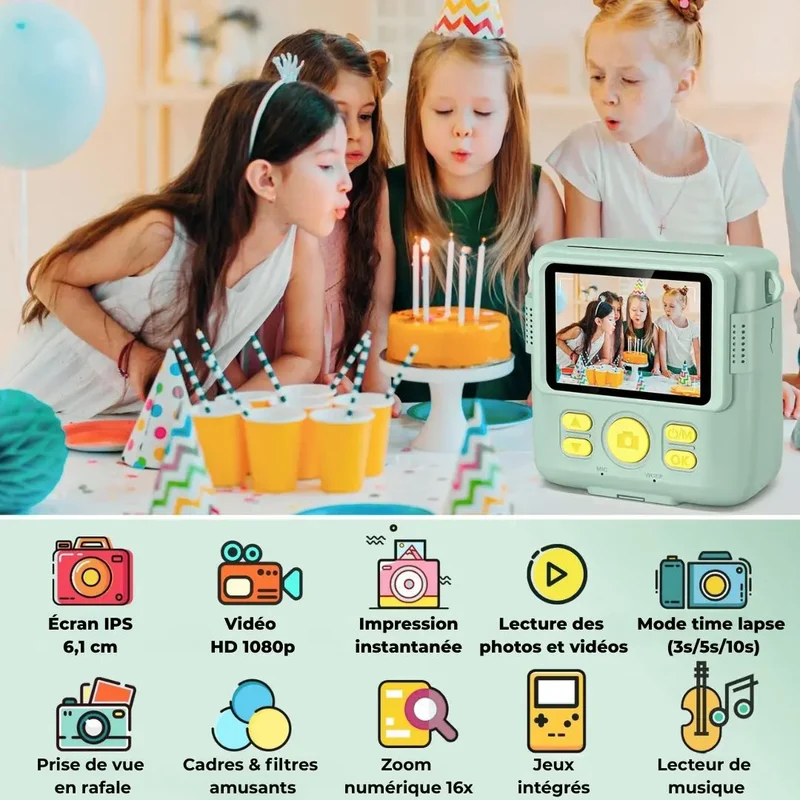 Appareil Photo Instantané Enfant Vert - SnapKid™