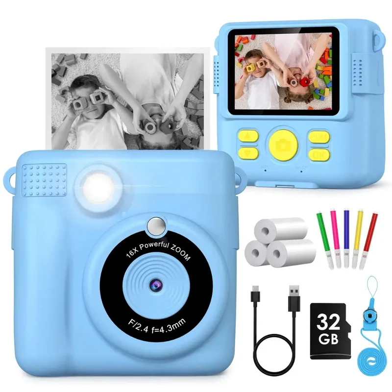 Appareil photo instantané enfant bleu- SnapKid™
