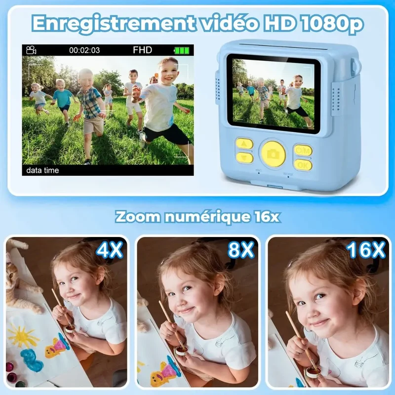 Appareil photo instantané enfant bleu- SnapKid™