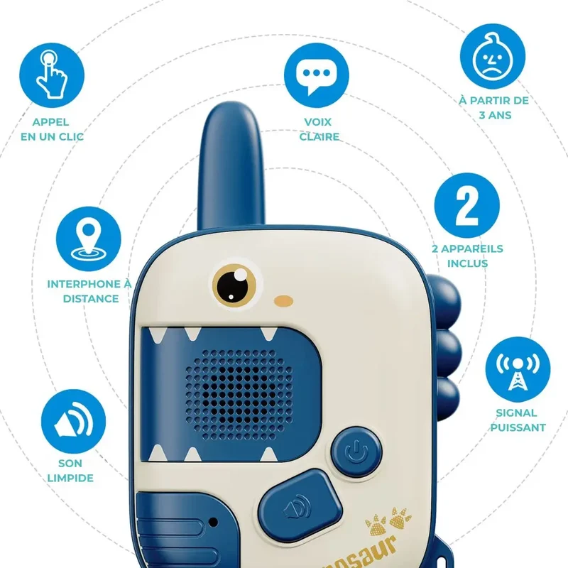 Talkie Walkie Enfant Dinosaure avec Portée 1000m - DinoWave™