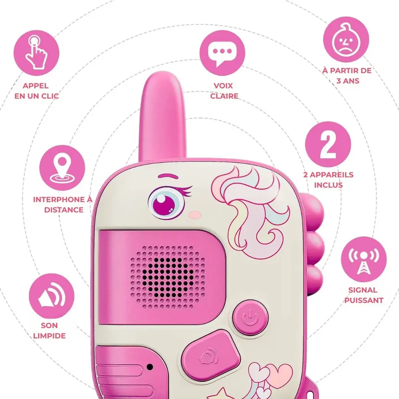 Talkie Walkie Enfant 1000m Portée – PonyTalk™