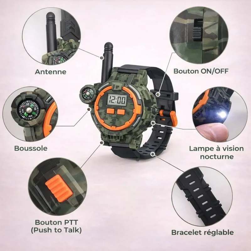 Montre Talkie Walkie Enfant Rechargeable 200m de Portée - RangerTalk™