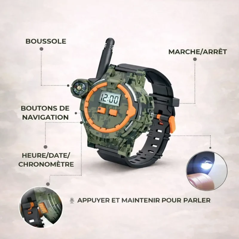 Montre Talkie Walkie Enfant Rechargeable 200m de Portée - RangerTalk™