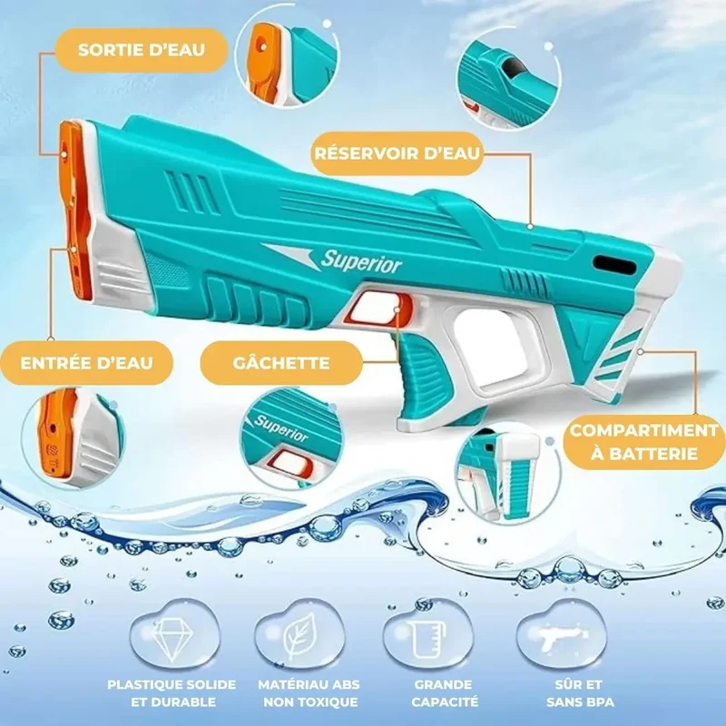 Pistolet à Eau Électrique Puissant - Grande Portée 8-10m - Superior™