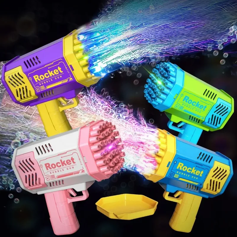 Pistolet bulle 40 trous lumineux pour enfants - Rocket Bubbl Gun™