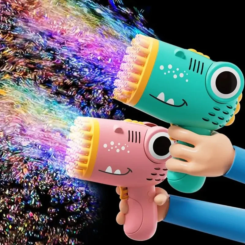 Pistolet à bulles dinosaure 40 trous lumineux - Bubblo™