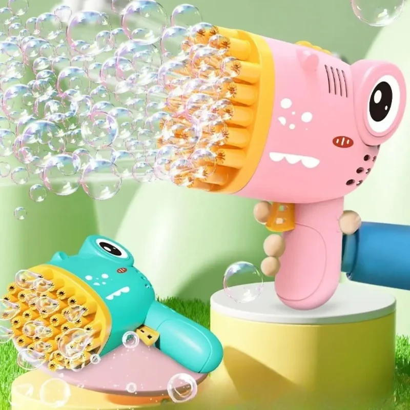 Pistolet à bulles dinosaure 40 trous lumineux - Bubblo™